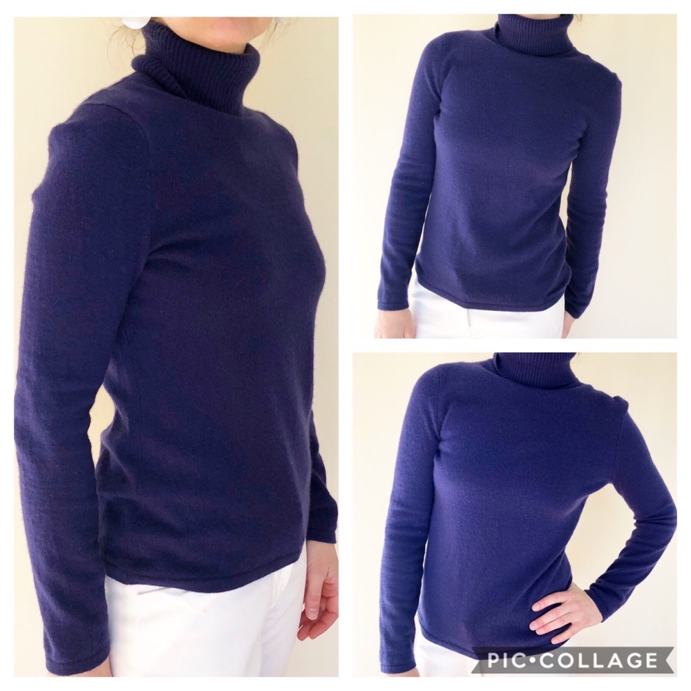 LORD & TAYLOR • 100% Cashmere Indigo Blue Sweater Size Medium (fits like a Sm)